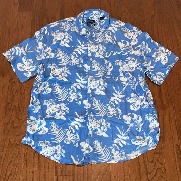 CHAPS XL Go Untucked Unisex Button Down Shirt Hawaiian Short Sleeve Modal - Picture 1 of 11